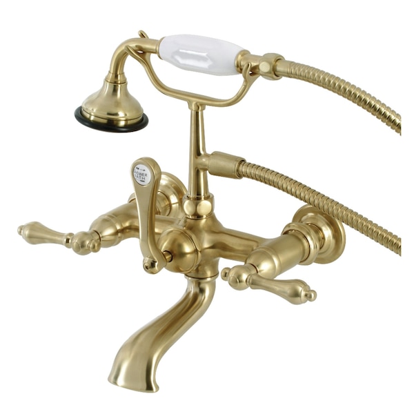 Kingston Brass AE551T7 7-Inch Wall Mount Tub Faucet with Hand Shower, Brushed Brass AE551T7 - main